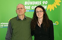 Foto Grüne Kandidaten: Edmund Borschel, Landtagskandidat und  Angela Dorn, Grüne hessische Spitzenkandidatin.