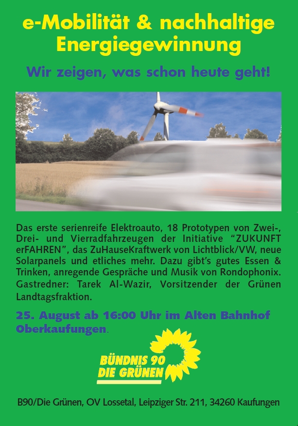 eMobilität und nachhaltige Energiegewinnung Veranstaltung eMobilität und nachhaltige Energiegewinnung