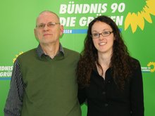 Foto Grüne Kandidaten: Edmund Borschel, Landtagskandidat und Angela Dorn, Grüne hessische Spitzenkandidatin.